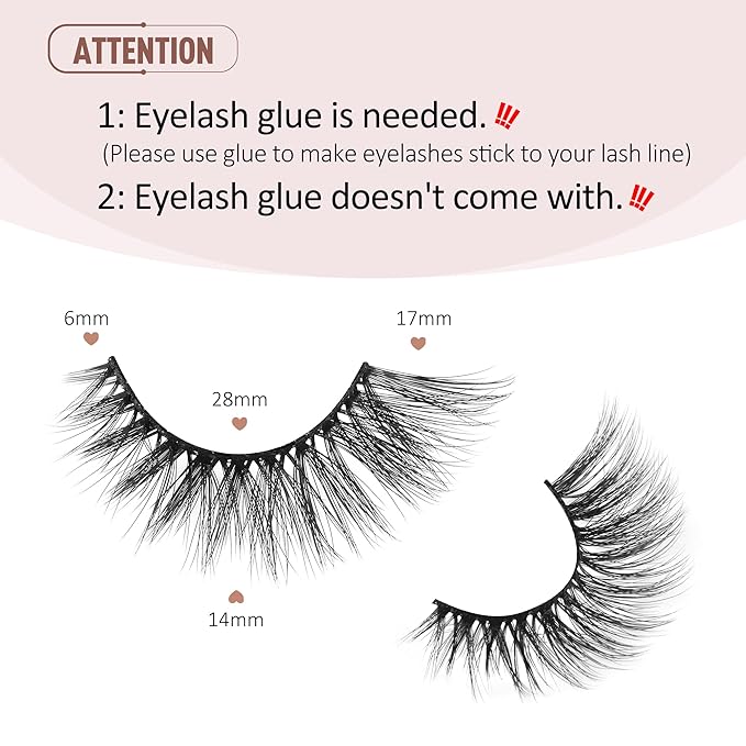 Onlyall Cat Eye Lashes Mink Lashes Fluffy Eyelashes Cat Eye False Lashes Fox Eye Lashes 7 Pairs F02-FemmiqueWomen