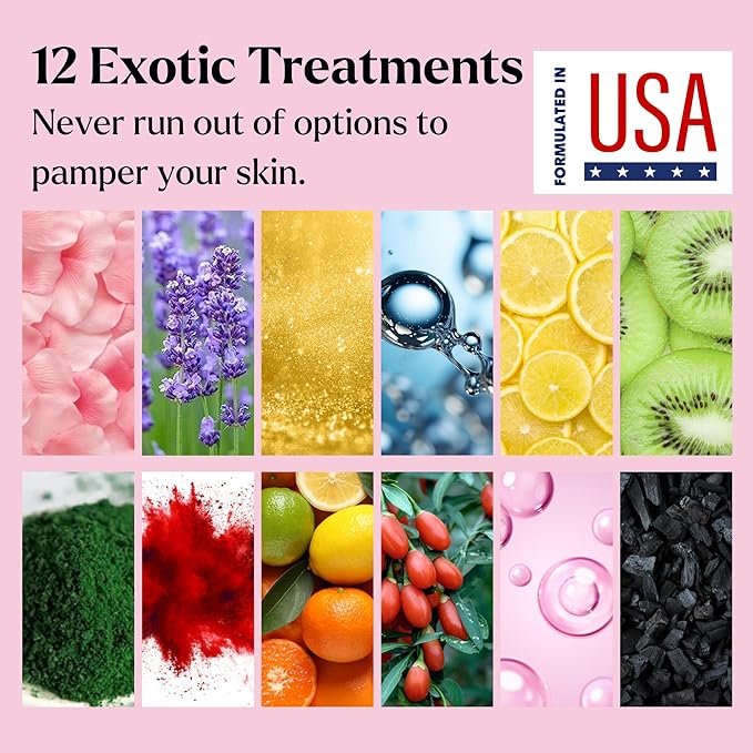 Jelly Mask for Facials - 12 Flavors Hydrating & Brightening Jelly Face Masks | Free Jade Roller & Spatula | Bulgarian Rose, Lavender, Hyaluronic Acid, 24K Gold face mask skin care |Vajacial Jelly Mask-FemmiqueWomen