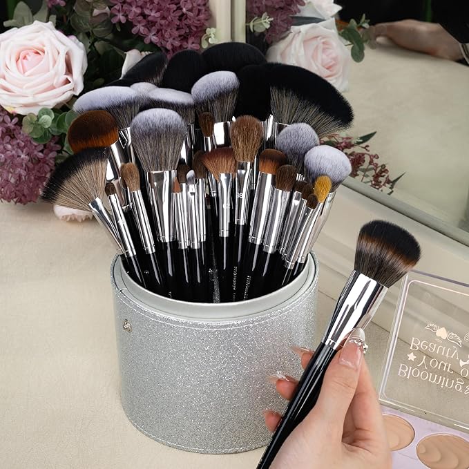 Bueart Design 36Pcs PRO Grade Natural Goat Hair Pony Bristles Makeup Brushes Set with Super Holder Professional-Grade Precision & Luxury Brush for beauty enthusiasts&professionals Makeup Artist-FemmiqueWomen
