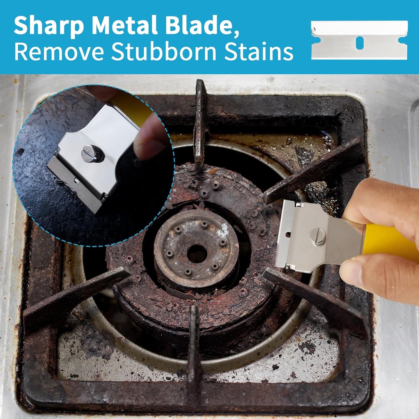 2 Pack Razor Blade Scraper, Multi-Purpose Cleaning Remover Tool, with 10 Metal & 10 Plastic Blades, for Glass Caulk, Adhesive, Wall, Stovetop, Paint, Window, Sticker, Tile, Label Decals-FemmiqueWomen