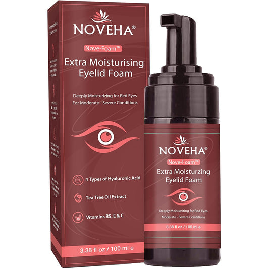 NOVEHA Extra Nove Eyelid Foaming Cleanser | Daily Skincare For Eyelashes & lids, Eye Irritations, Stye Eyes, Skin Dryness, Moisturize with Organic Ingredients, For All Skin Types - 3.38 oz-FemmiqueWomen
