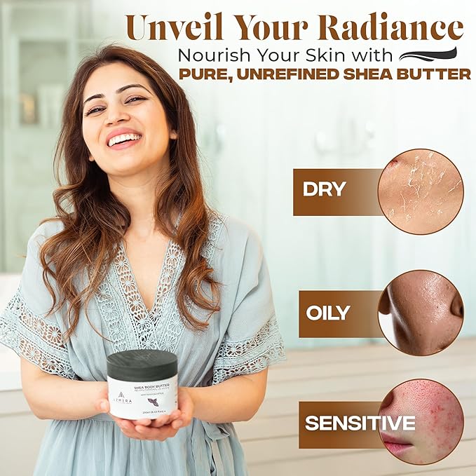 AZMERA Handcrafted Whipped Shea Body Butter – Refreshing Mint & Eucalyptus Scented Moisturizer for Dry, Sensitive Skin, Argan Oil & Vitamin E – Vegan, Non-Greasy Skincare – 8.82 oz-FemmiqueWomen