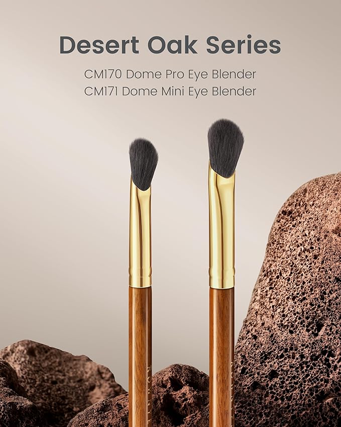 Desert Oak Series Thumb-Shaped Eyeshadow Brush - Curved Brush Head Mimics Natural Finger Contour, Premium Goat Hair & Bubinga Handle for Lid/Crease Blending (CM 170)-FemmiqueWomen