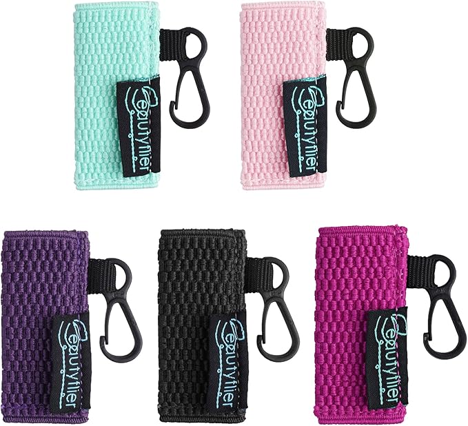 Beautyflier Cute Elastic Lip Balm Holder Keychain, Lipstick Sleeve Chapstick Sleeve Holder for Burts Bees Chapstick-FemmiqueWomen