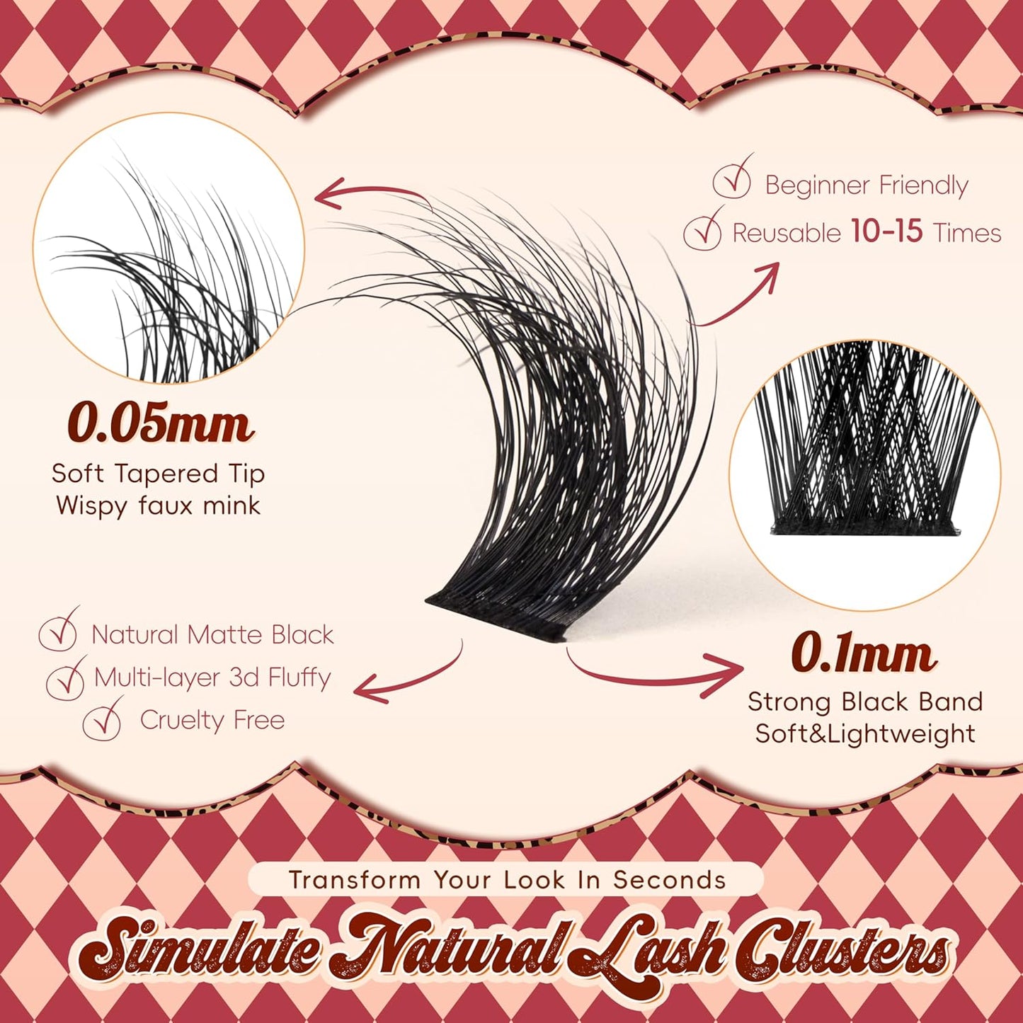 Lash Clusters 0.05mm PBT Fiber Eyelash Clusters, 0.1mm Superfine Black Band D Curl Diy Lash Extension, 112pcs 8-16mm Individual Like Eyelash Extensions (Lushy-D-8-16Mix)-FemmiqueWomen