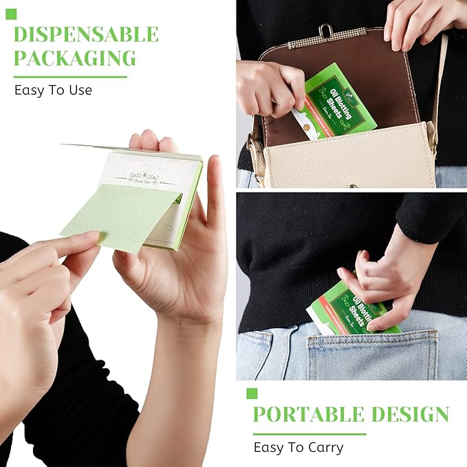 Oil Blotting Sheets for Face - Green Tea,26% Larger,6pk/600 Natural Blotting Paper for Oily Skin,Makeup Friendly Oil Absorbing Sheets,Easy To Grab One-FemmiqueWomen