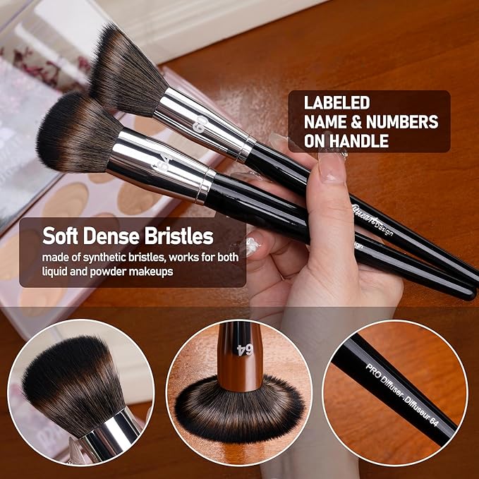 Bueart Design 36Pcs PRO Grade Natural Goat Hair Pony Bristles Makeup Brushes Set with Super Holder Professional-Grade Precision & Luxury Brush for beauty enthusiasts&professionals Makeup Artist-FemmiqueWomen