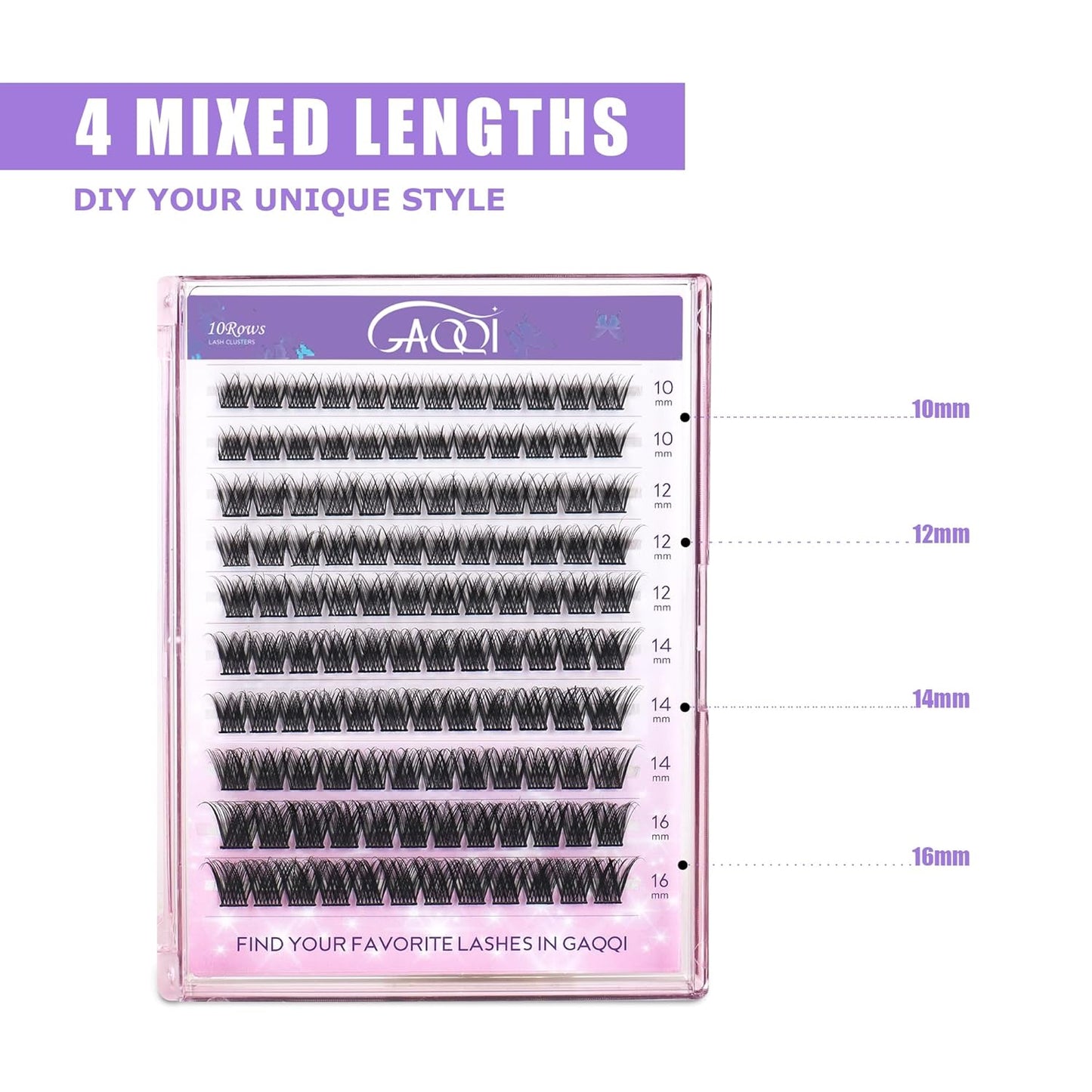 GAQQI Lash Clusters, Eyelash Clusters 120PCS C Curl Individual Lashes, Wispy Cluster Eyelash Extension 10-16mm Mixed Length, Natural Looking Cluster Lashes （GQ03, C Curl, 10-16mm)-FemmiqueWomen