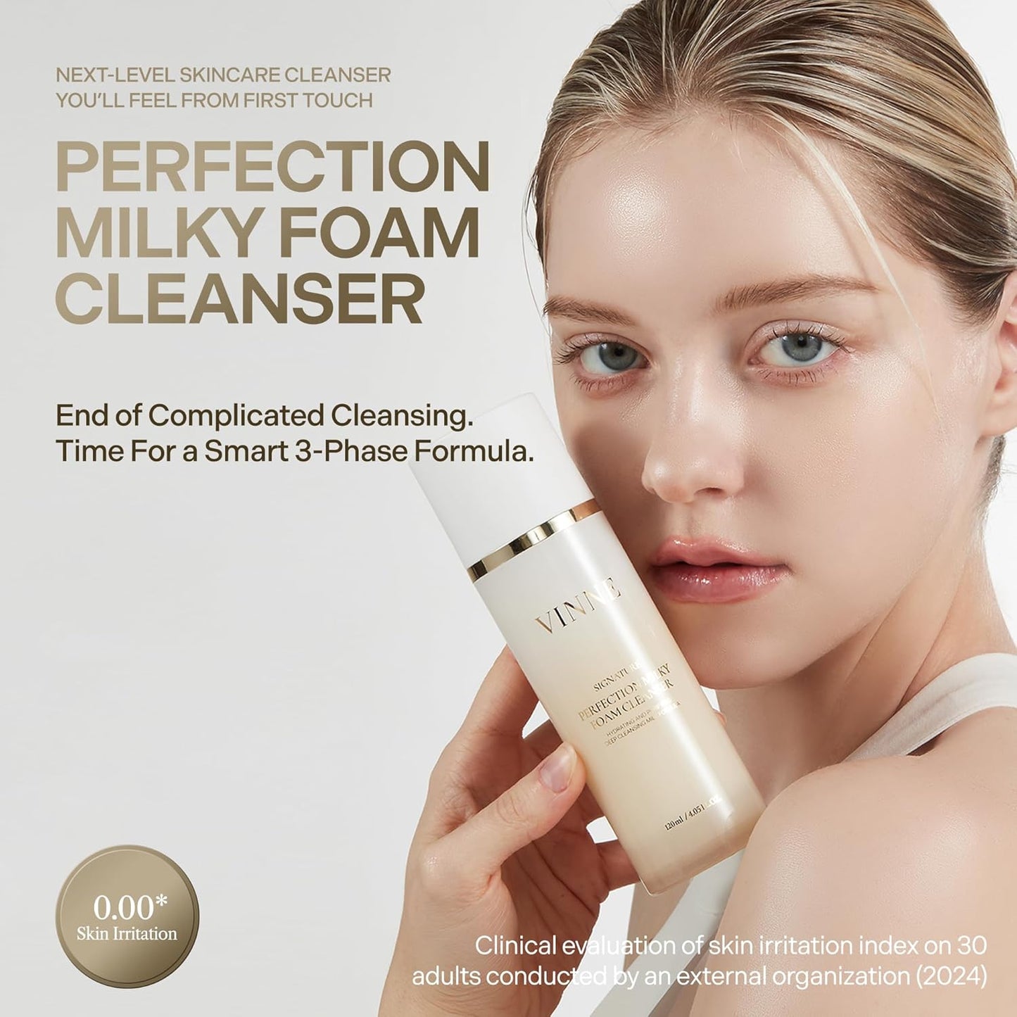 VINNE Signature Milky Foam Cleanser – 3-Step Milk-Oil-Foam Korean Facial Cleanser w/LHA+PHA & 17 Active Ingredients – Oil & Water-Based Dual-Action Face Wash (4.05 fl. oz)-FemmiqueWomen