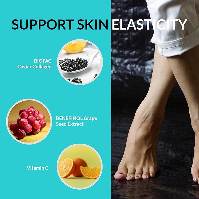 UpNourish Cellulite Vein Health Supplement with Caviar Collagen, SOD DIMPLESS, MOROSIL, Butchers Broom, Horse Chestnut, Leg Wellness and Circulation Support 90ct-FemmiqueWomen