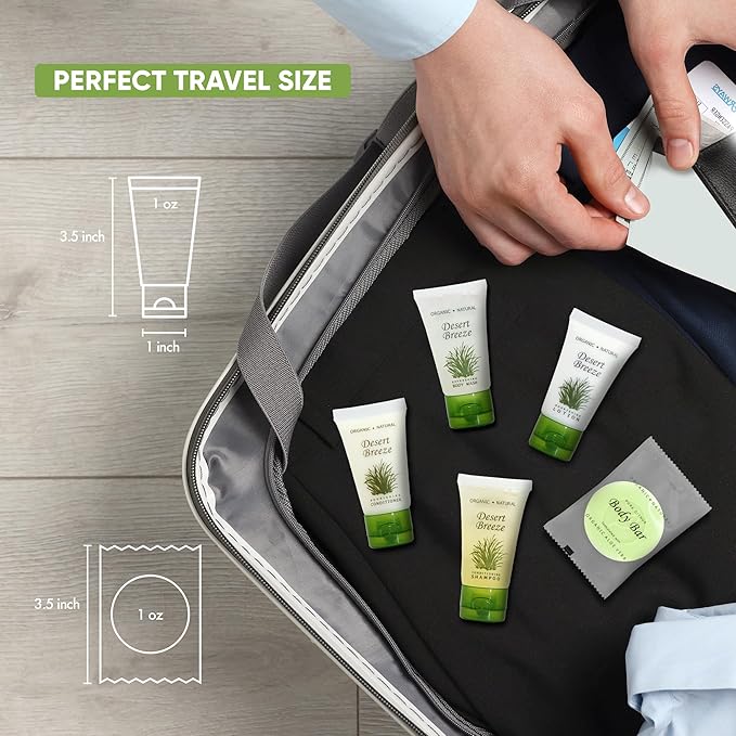 Desert Breeze Hotel Soaps and Toiletries Bulk Set | 1oz Hotel Shampoo & Conditioner, Body Wash, Body Lotion & Bar Soap | Full Pallet 49 cases with 300 units each - 14,700 pieces-FemmiqueWomen
