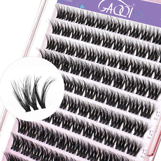 GAQQI Lash Clusters, Cluster Eyelash Extensions 110 Cluster Lashes, Wispy Volume Eyelash Clusters 10-14mm, Multilayered 3D Individual Lashes, Soft and Thin Band (3D-GQ08)-FemmiqueWomen