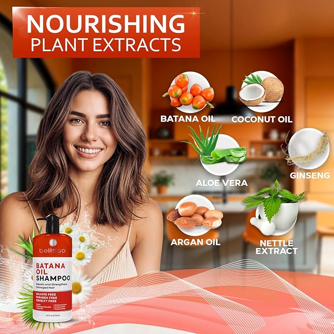 Batana Oil Shampoo - Volumizing Salon Formula for Thinning and Fine Hair Women and Men - Sulfate and Paraben Free - Thickening Volume Boost for Thicker, Fuller Hair - With Argan Oil - 16 Fl Oz-FemmiqueWomen