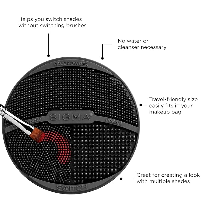 Sigma Switch by Sigma Beauty – Silicone Makeup Brush Cleaner for Switching Shades and Pigments, Switch Cleaning Mat for Superior Makeup Brush Cleaning Mid-Application (Travel Size)-FemmiqueWomen