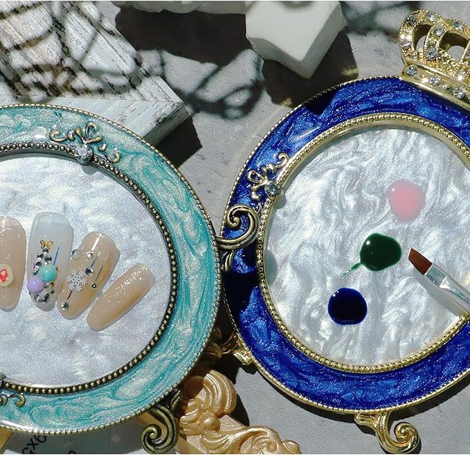 3 Pcs Nail Art Palette, Nail Art Painting Mixed Color Palettes Crown Nail Holder Retro Nail Art Display Board, Nail Art Display Tools Photography Props-FemmiqueWomen