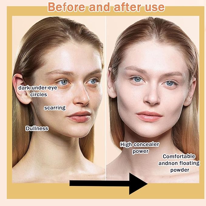 2PCS Color Changing Foundation Makeup Set with 2 Makeup Sponges,Moisturizing Full Coverage Liquid Foundation for Women,Non-greasy Long Lasting Flawless Concealer Cream Makeup Foundation Set-FemmiqueWomen