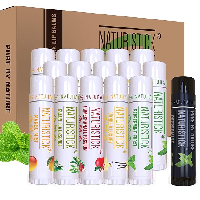 16-Pack Lip Balm Gift Set by Naturistick. Assorted Scents. 100% Natural Ingredients. Best Beeswax Chapsticks for Dry, Chapped Lips. Made in USA for Men, Women and Children-FemmiqueWomen