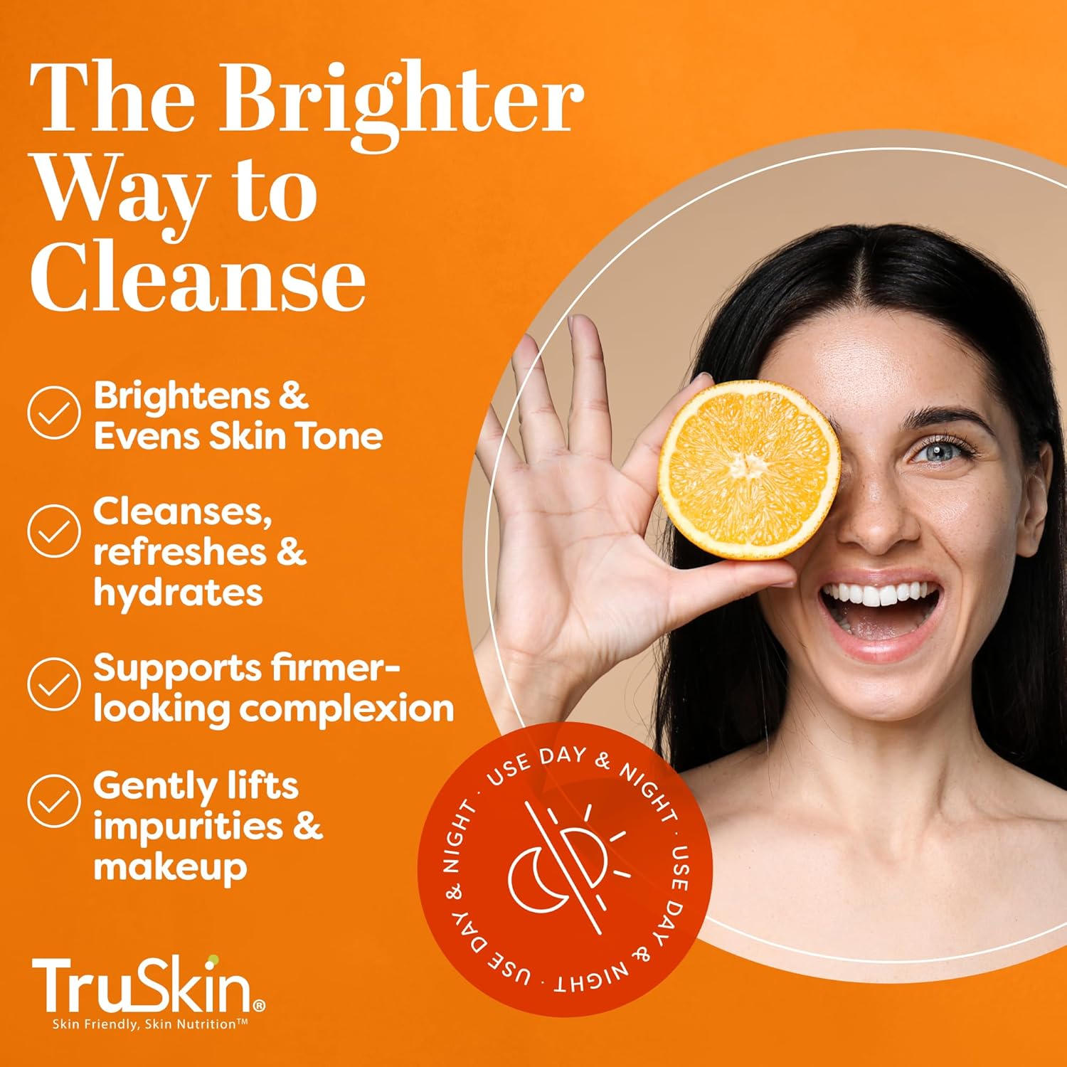 TruSkin Vitamin C Cleanser for Face - Brightening Face Wash with Vitamins C & E, Rosehip Oil, Aloe Vera and MSM - Deep Clean and Refresh for Radiant, Healthy-Looking Skin, 4 fl oz-FemmiqueWomen
