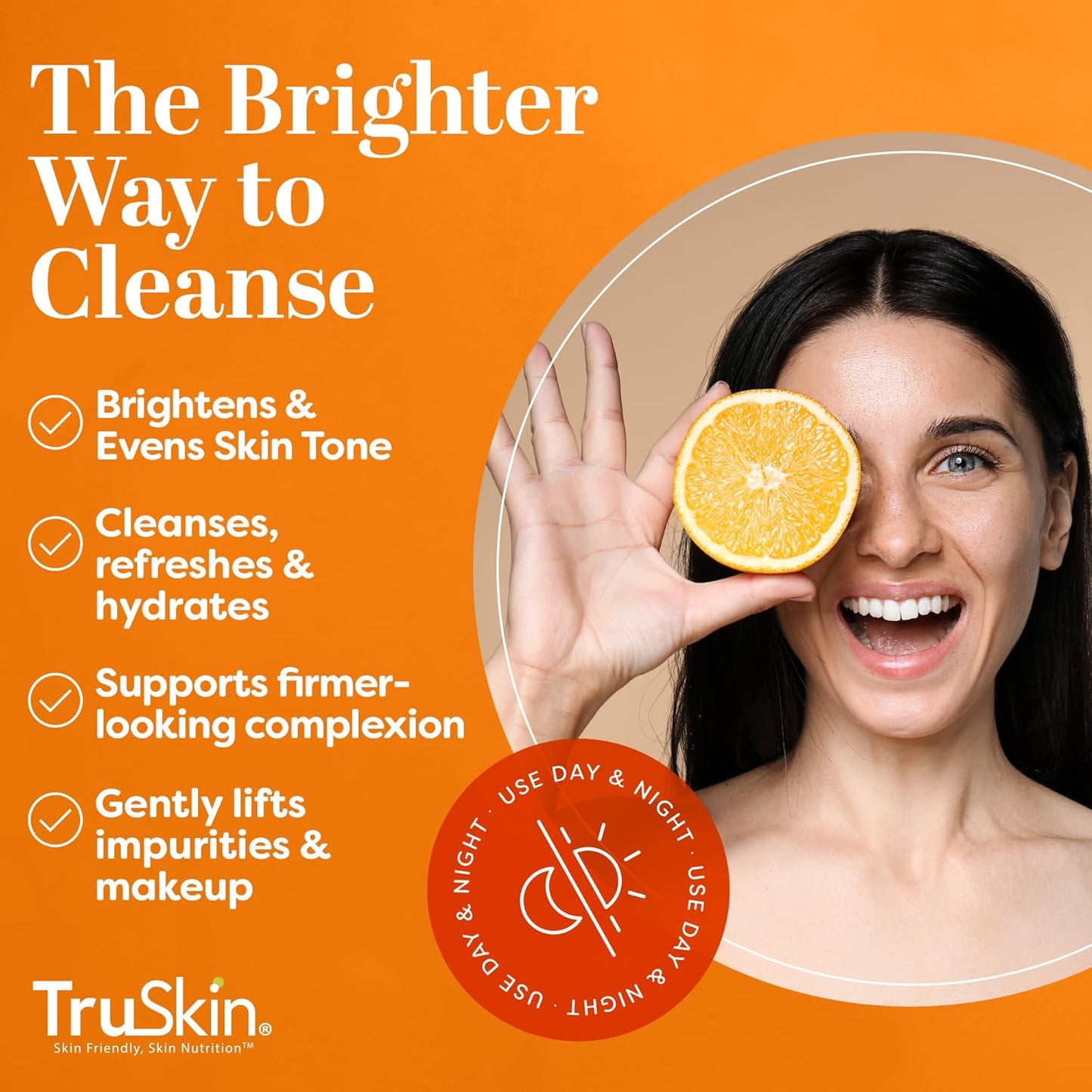 TruSkin Vitamin C Cleanser for Face - Brightening Face Wash with Vitamins C & E, Rosehip Oil, Aloe Vera and MSM - Deep Clean and Refresh for Radiant, Healthy-Looking Skin, 5 fl oz-FemmiqueWomen