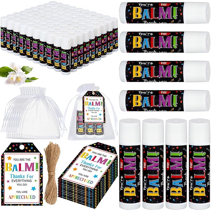 100 Pack Employee Appreciation Gifts Bulk Lip Balms Favors Bulk Small Thank You Gifts Team Appreciation Inspirational Gifts for Women Men Coworkers Staff Teachers Nurses-FemmiqueWomen