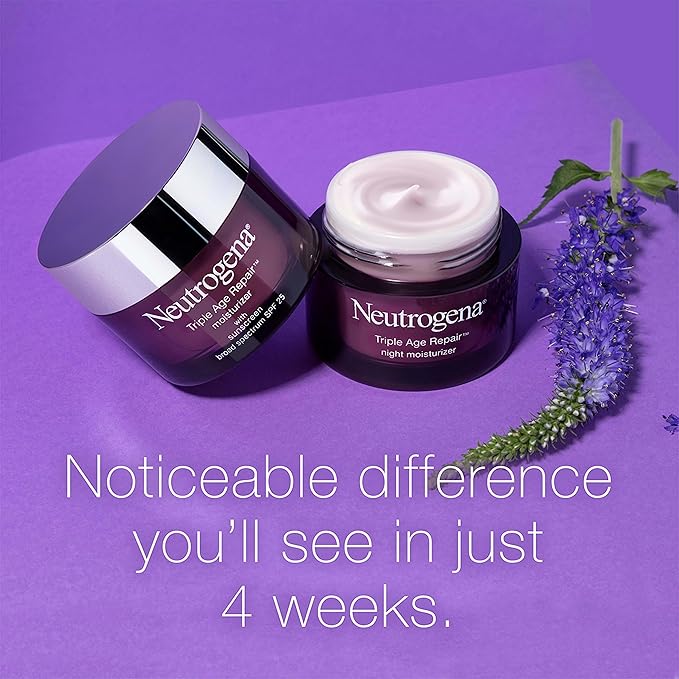 Neutrogena Triple Age Repair Night Cream, 1.7oz Jar, Anti-Aging Face Cream, Face Moisturizer For Women & Men, Hydrating Night Face Moisturizer for Even Skin Tone & Firming, Vitamin C-FemmiqueWomen