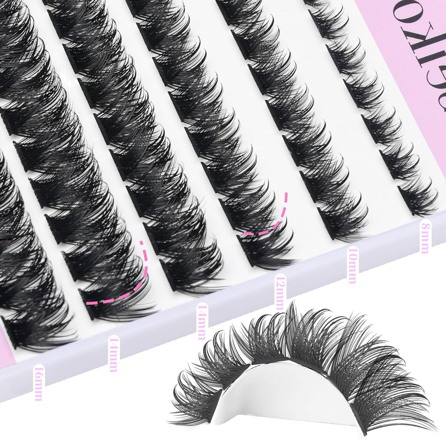 Clusters Lashes 72 PCS Eyelash Clusters D Curl 8-16 Individual Lashes Wispy Volume False Eyelashes DIY Eyelash Extension at Home by Yaiseiko-FemmiqueWomen