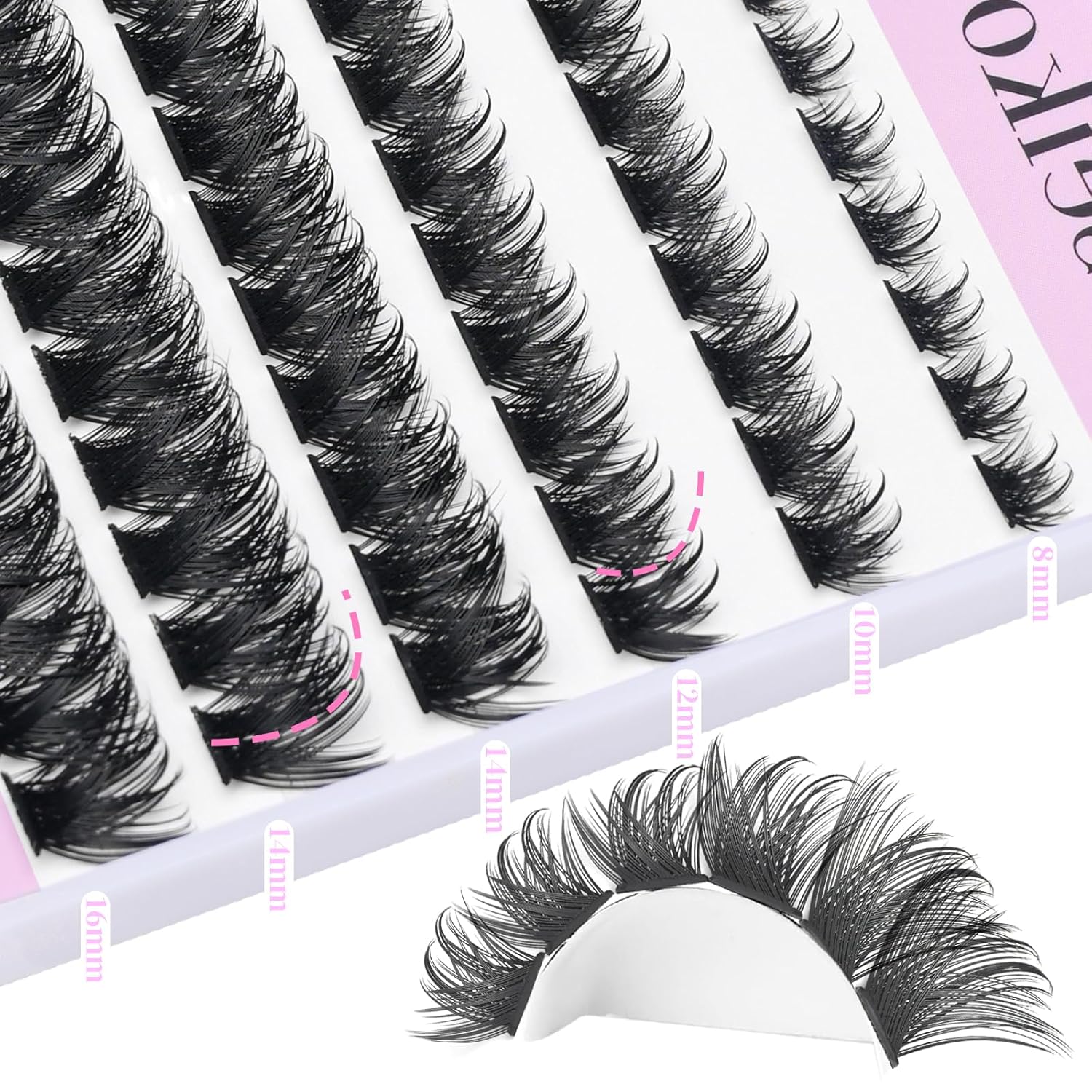 Clusters Lashes 72 PCS Eyelash Clusters D Curl 8-16 Individual Lashes Wispy Volume False Eyelashes DIY Eyelash Extension at Home by Yaiseiko-FemmiqueWomen