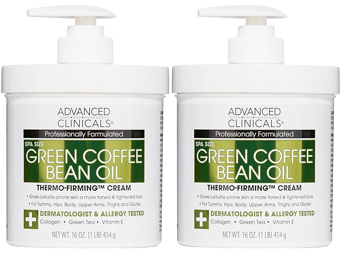 Advanced Clinicals Thermo Firming Green Coffee Bean Moisturizer Body Cream | Anti Cellulite Caffeine Firming Lotion For Legs, Arms, & Body | Skin Care Products | Aging Skin Tightening Cream, 2-Pack-FemmiqueWomen