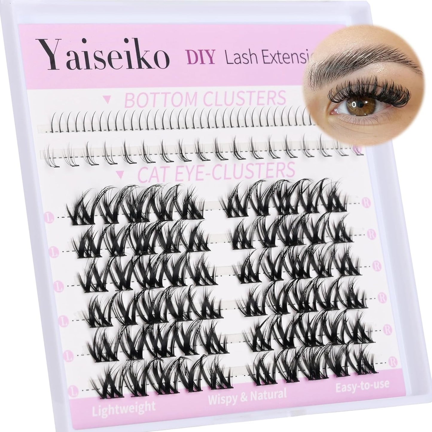 Lash Clusters With Bottom Lash Clusters Doll Eyelashes Cluster Lashes Natural Look DIY Lash Extension Lashes 118 Pcs Left&Right Cluster Eyelashes Extensions Wispy Lashes Fluffy Eyelash Clusters-FemmiqueWomen