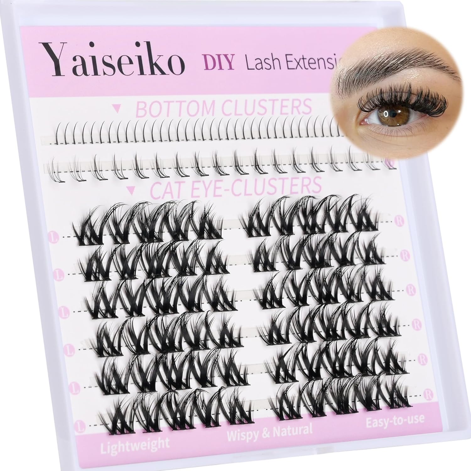 Lash Clusters With Bottom Lash Clusters Doll Eyelashes Cluster Lashes Natural Look DIY Lash Extension Lashes 118 Pcs Left&Right Cluster Eyelashes Extensions Wispy Lashes Fluffy Eyelash Clusters-FemmiqueWomen