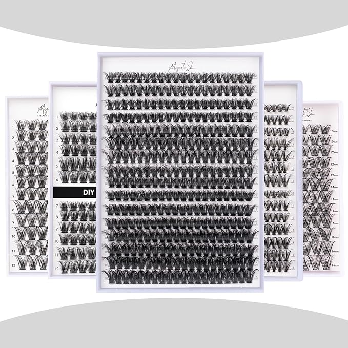 DIY Lash Extensions Kit 320pcs Individual Lashes Clusters 60D 80D D Curl Eyelash Extension Kit with Applicator and Lash Bond&Seal,Clusters Lash Glue Remover For False Eyelash Mix 10-16mm (60D+80D KIT)-FemmiqueWomen