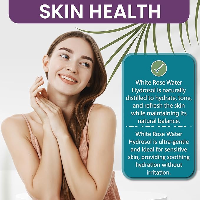 Dr Joe Lab White Rose Water Hydrosol - Pure Natural Distilled Bulgarian Rosewater Non-GMO Vegan Hydrating Toning Spray Mist Face Hair Skin Pores Locs Dreads - Packaging May Vary (32 oz)-FemmiqueWomen