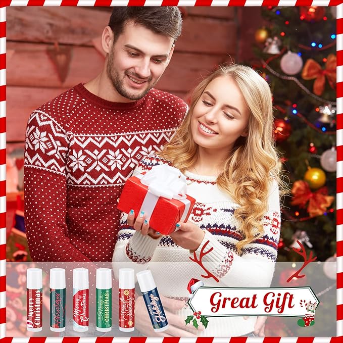 36 Pcs Lip Balm Bulk Easter Basket Stuffers Christmas Gifts for Kids Holiday Lip Balm Moisturizing Stick Lip Care Multipack Flavored Lip Balm for Party Supplies in 6 Flavors (Santa Claus)-FemmiqueWomen
