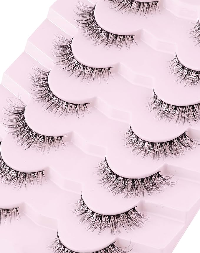 Natural Lashes Mink Natural Eyelashes False Eyelashes Natural Look False Lashes Wispy Eye Lashes Cat Eyelashes Fake Lashes UK222-FemmiqueWomen