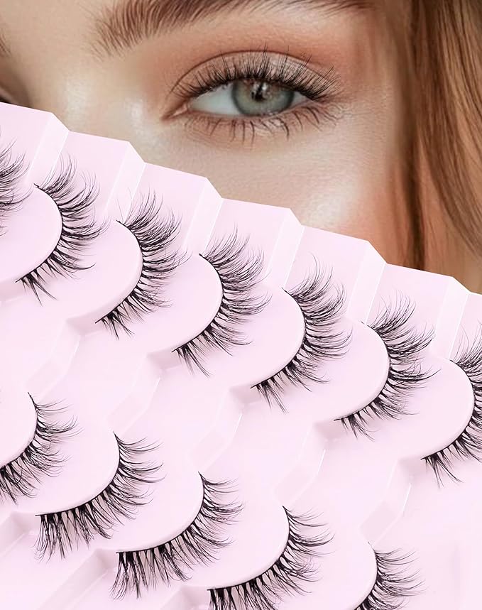Natural Cat Eye Lashes Strip False Eyelashes Natural Look Flared Manga Spiky Eyelash 7 Pairs 13MM D293-FemmiqueWomen
