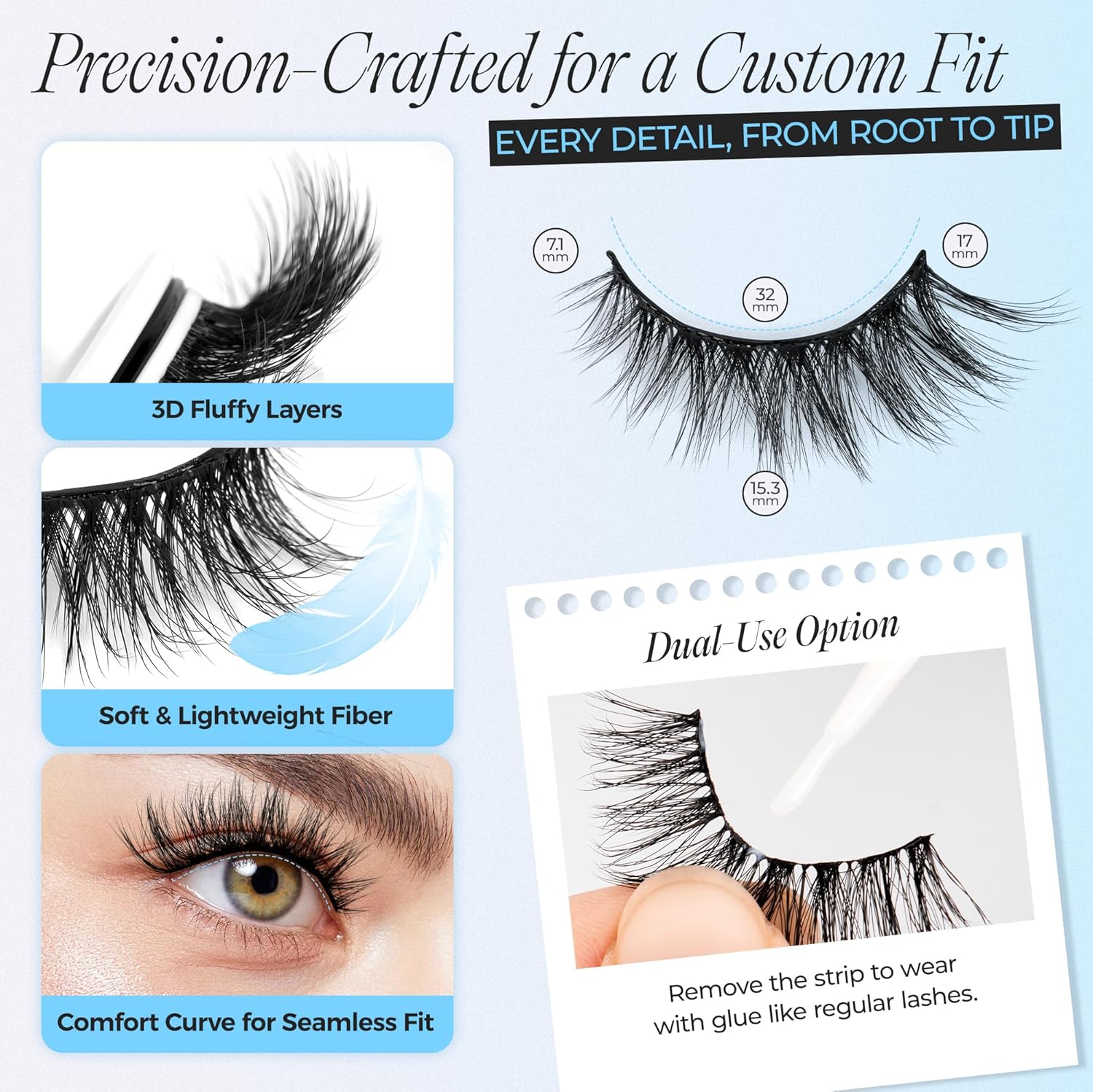 LASHVIEW Self Adhesive Eyelashes 5 Pairs Cat Eye Wispy Self-adhesive False Lashes Reusable Natural Look Press On Lashes No Glue Need Eyelashes with Replacement Adhesive Strips (CV131)-FemmiqueWomen