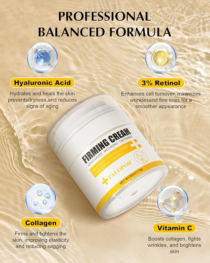 Neck Firming Cream with 3% Retinol - Hyaluronic Acid, Anti-Wrinkle Treatment, Skin Tightening Cream for Face, Neck, Chest & Décolleté-FemmiqueWomen