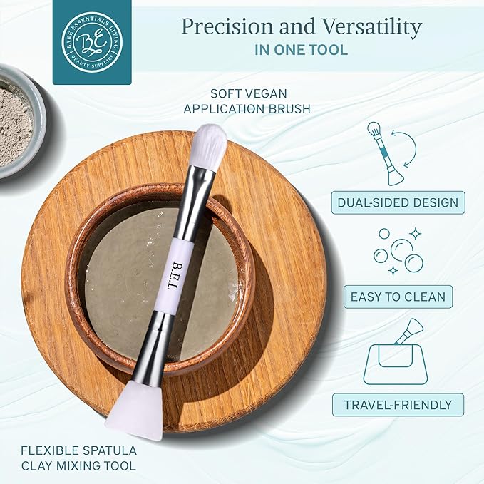 Bare Essentials Living Clay Face Mask Brush (3 Pack, White) Dual Soft Silicone Face Mask Applicator Brush Tool, Great Facial Essentials, Moisturizer Applicator & Skincare Brush for Facials-FemmiqueWomen