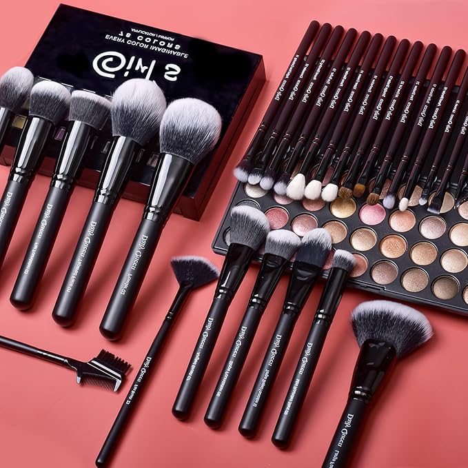 29pcs Black Professional Makeup Brush Set Kabuki Powder Concealers Eye shadows Blush Eyeliner Eyebrow Contour Eye blending Brushes (29pcs brush)-FemmiqueWomen