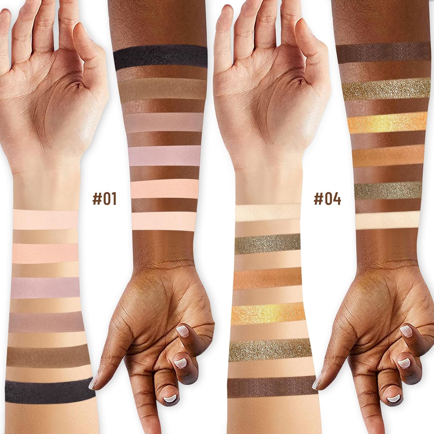 2PCS 6 Colors Mini Eyeshadow Palette Makeup with Brush Set Neutral Nude Eye Shadow Brown & Olive-colored Matte Shimmer Make Up Pallet with Mirror Highly Pigmented Travel Size Gift Kit-FemmiqueWomen