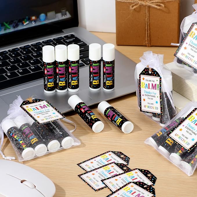100 Pack Employee Appreciation Gifts Bulk Lip Balms Favors Bulk Small Thank You Gifts Team Appreciation Inspirational Gifts for Women Men Coworkers Staff Teachers Nurses-FemmiqueWomen