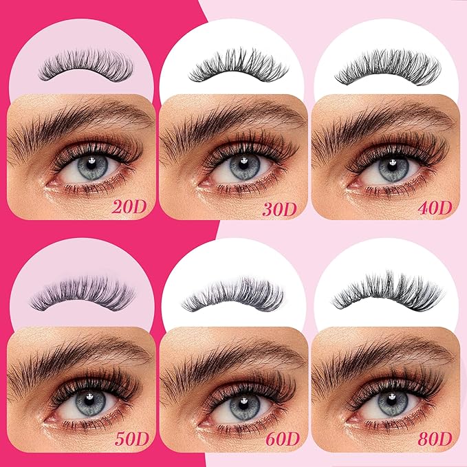 Lash Clusters 600PCS - Eyelash Clusters 20D+30D+40D+50D+60D+80D Wispy Individual Lashes D Curl Lash Extension 10-18MM Natural Lash Clusters DIY Cluster Eyelash Extensions for Beginners-FemmiqueWomen