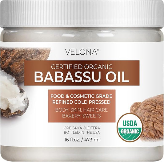 velona Babassu Oil USDA Certified Organic - 16 Fl Oz | 100% Pure and Natural Carrier Oil | Refined, Cold Pressed | Face, Hair, Body & Skin Care and Cooking | Use Today - Enjoy Results-FemmiqueWomen