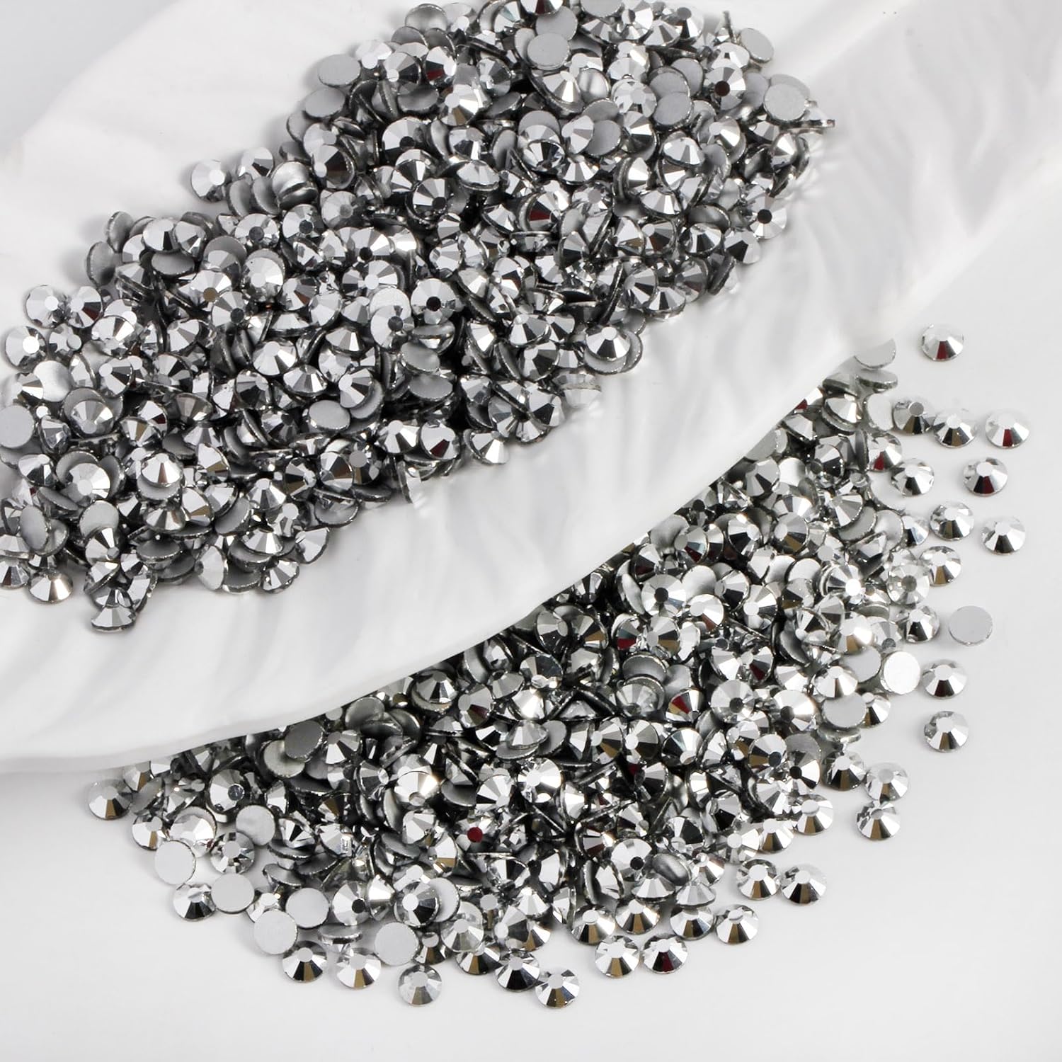 2000 PCS SS16 Flatback Rhinestones,12-Facet Diamond-Cut Glass Gems for Nail Art,Clothing,DIY Crafts,Glue-On Decoration Stones with Silver Backing,Silver Hematite-FemmiqueWomen