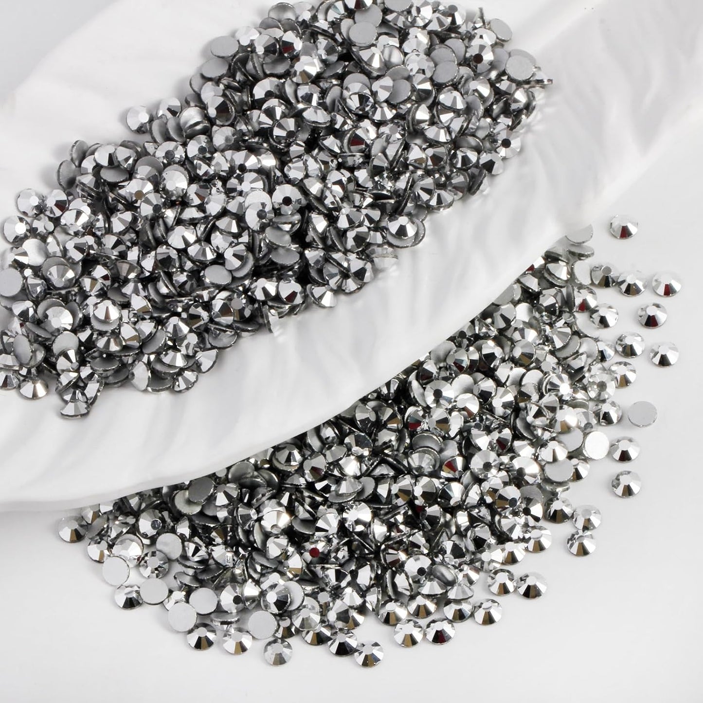 2000 PCS SS12 Flatback Rhinestones,12-Facet Diamond-Cut Glass Gems for Nail Art,Clothing,DIY Crafts,Glue-On Decoration Stones with Silver Backing,Silver Hematite-FemmiqueWomen