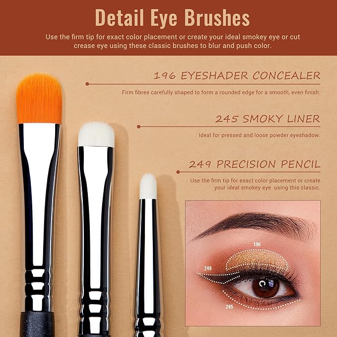 Jessup Eyeshadow Brush Set 7pcs Fluffy Eye Makeup Brushes for Eye Shadow Blending Shader Crease Concealer Black T334-FemmiqueWomen