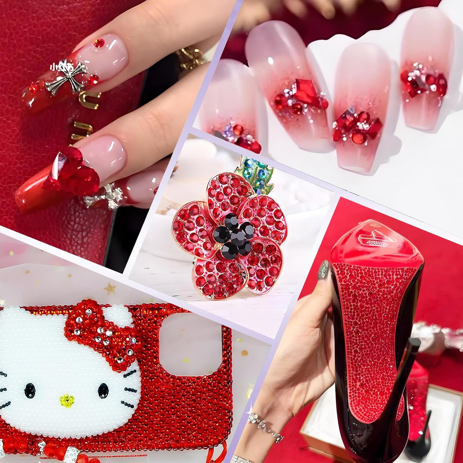 2000PCS SS12 Flatback Rhinestones | 12-Facet Diamond-Cut Glass Gems for Nail Art, Clothing, DIY Crafts |Glue-On Decoration Stones with Silver Backing(Siam)-FemmiqueWomen