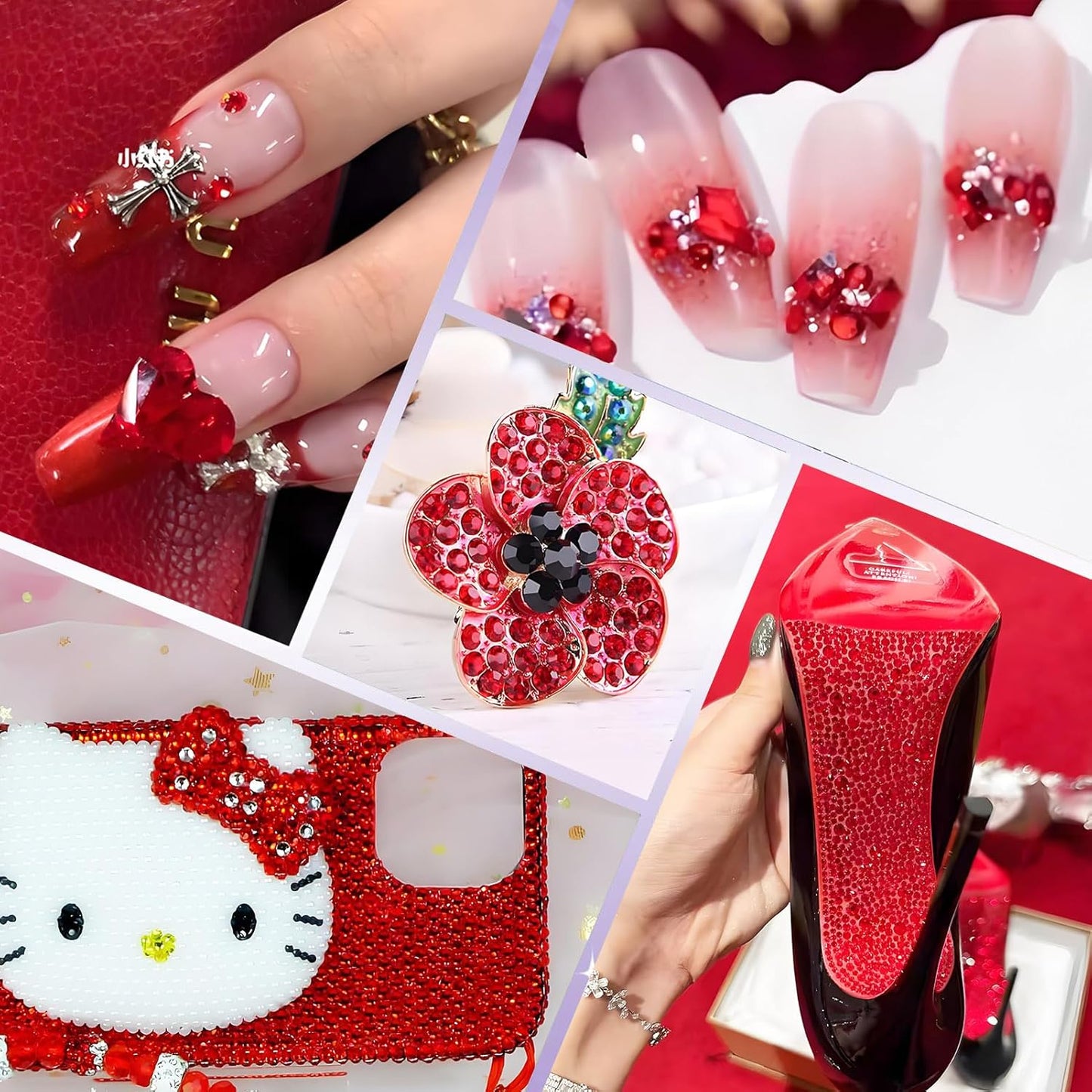 3000PCS SS10 Flatback Rhinestones | 12-Facet Diamond-Cut Glass Gems for Nail Art, Clothing, DIY Crafts |Glue-On Decoration Stones with Silver Backing(Siam)-FemmiqueWomen