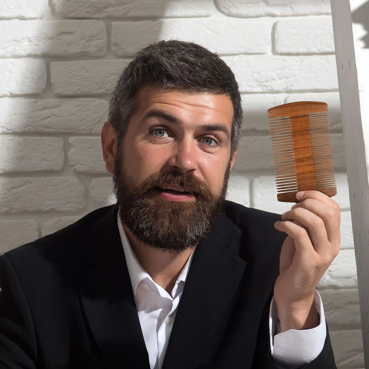 3 Pieces Beard Comb for Men Natural Sandalwood Wooden Mustaches Combs-FemmiqueWomen