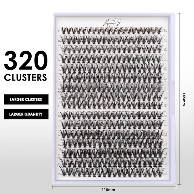 Lash Clusters 320pcs Individual Lashes 30D&40D DIY Lash Extensions D Curl Lash Clusters False Eyelashes Natural Look 10-16mm Mix Cluster Eyelash Extensions EASY TO USE (30D+40D-0.07D)-FemmiqueWomen
